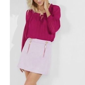 Express faux suede pale pink skirt